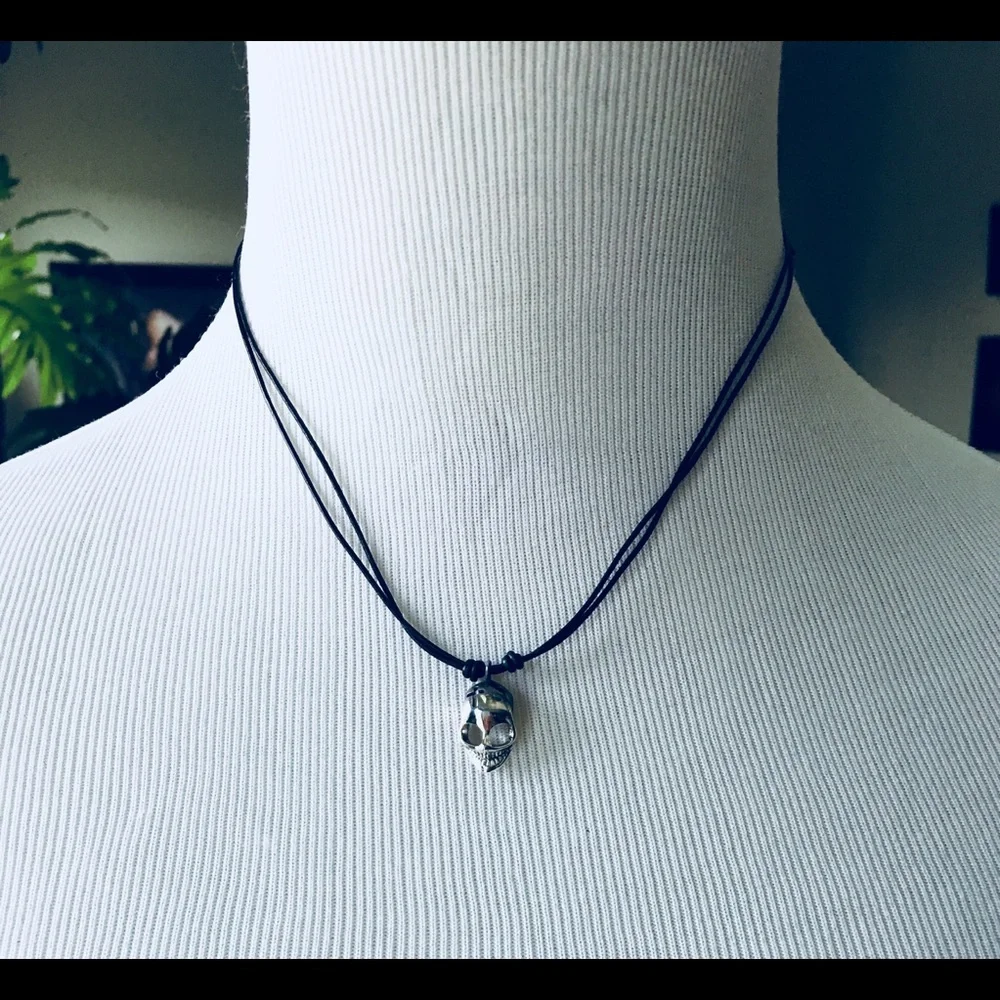 Sterling‎ silver Halloween skull cross necklace